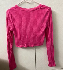 Hot Pink Ribbed Crop | Twist Front | Soft &amp; Trendy