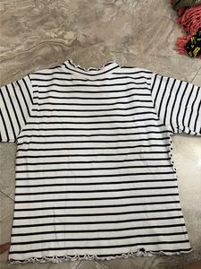 max Striped Ruffle Trim Tee