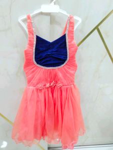 Coral & Navy Embellished Party Dress
