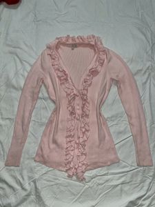 Pink Ruffle Cardigan