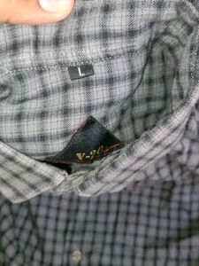 Gray Plaid Button-Down Shirt