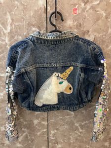 Sequin Sleeve Denim Jacket