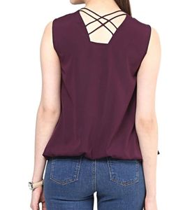 Elegant meroon Sleeveless Top