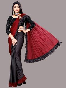 Grey N Red Fancy Saree