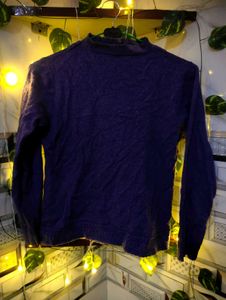 Purple Button-Back Knit Sweater