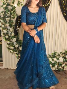 Party Wear Sequence Lehnga-Teal