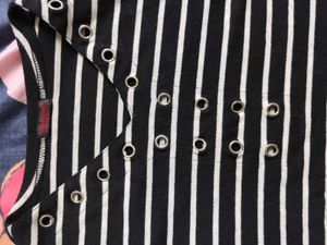 Striped Tee with Eyelet Detail