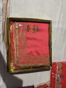 Elegant Pink Embroidered Saree