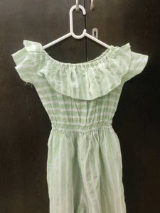 Cute Green & White Jumpsuit