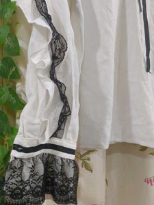 White Lace Trimmed Top