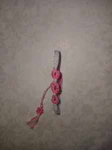 Handmade Pink &amp; White Knitted Bracelet