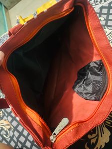 Red Tote Bag with Bird Design