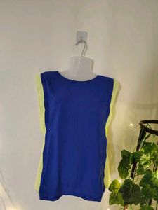 Blue Sleeveless Two-toned Top