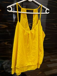 Yellow Spaghetti Strap Layered Tank