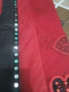 Red & Black Embellished Fabric