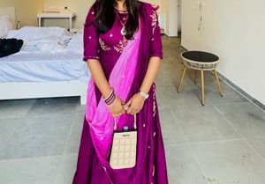 Elegant Purple Embroidered Lehenga With Plate