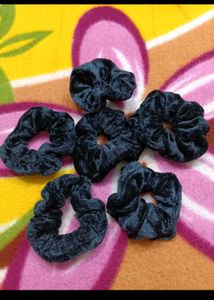 Combo Of Scrunchies 3 Satin 2 Velvet Black