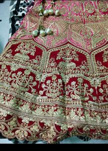 Pink &amp; Gold Embroidered Lehenga