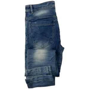 Blue Washed Printed Slim-Fit Jeans for Men Size 30