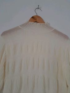 Cream Mesh Top
