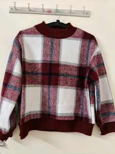Plaid Knitted Pullover