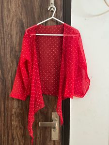 Red Polka Dot Tie Front Top