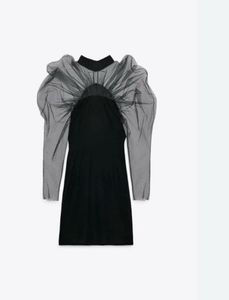 Zara Mesh Choker Neck Velvety Dress
