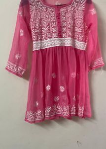Pink Embroidered Kurta