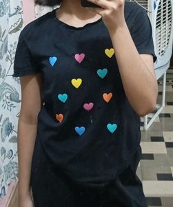 Heart Print Cotton Tshirt