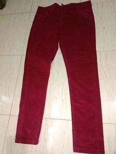 Beautiful Velvet Jeans With Hot Pink Colour