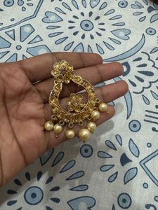 Elegant Gold-Tone Chandbali Earrings