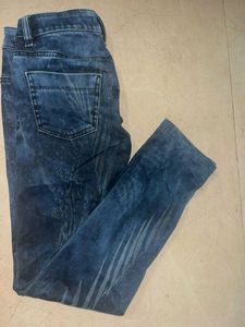 Stylish Blue Patterned Jeans