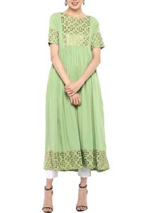 Light Green Flared Kurta!!