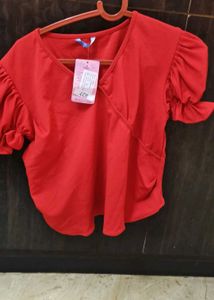 Red Puff Sleeve Top