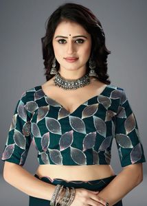 Elegant Designer Embroidered Leaf Pattern Blouse –