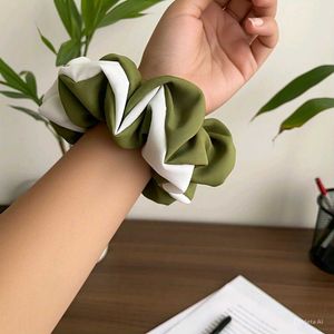 Green & White Handmade Scrunchie