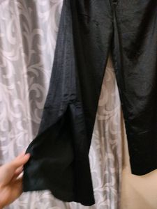 Jet black side slit pant