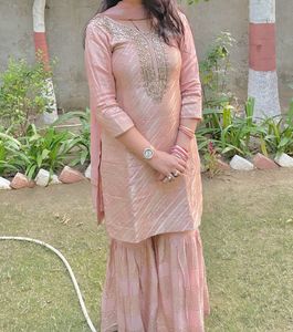 Elegant Peach Sharara Suit