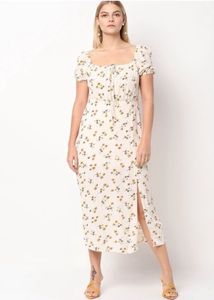 ONLYFloral Print A-line Dress with Tie-Up