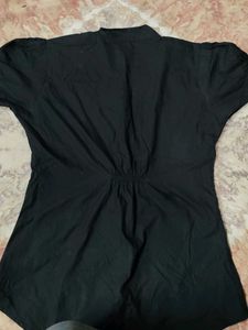 Solid Black Snatched Back Shirt