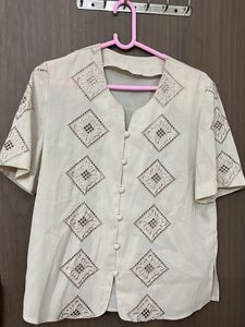 Beautiful Cut Work Office Wear Top For L&amp;XL