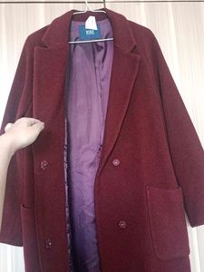 Burgundy Wool Blend Coat