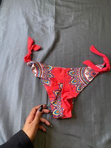 Red Mandala Print Bikini Bottom