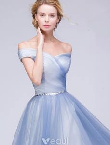 Elegant Evening A-line Off The Shoulder Sky Blue