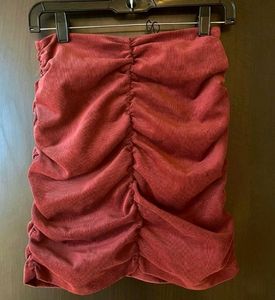 Ruched Burgundy Mini Skirt