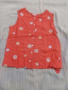 Coral Embroidered Sleeveless Top