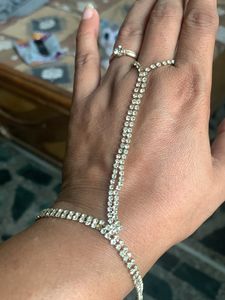 Golden Hathfull Ring Cum Bracelet