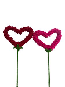 2 Pcs Handmade Crochet Heart Sticks – Red &amp; Pink |