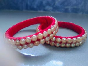 Red &amp; Pearl Bangles