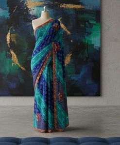 Elegant Blue & Green Saree